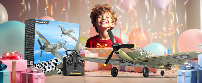 VOLANTEXRC Spitfire 4ch Remote Control Airplane for Beginners with Xpilot Stabilization System