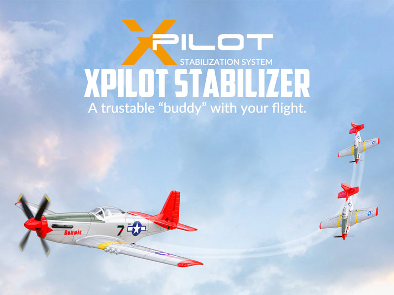VOLANTEXRC Mustang P51 Easy Fly Warbird Remote Control Airplane for Beginners Xpilot Gyro Stabilizer (Red)