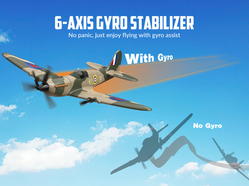 VOLANTEXRC 3-CH Airplanes Spitfire WWII Remote Control Airplane for Beginners with Gyro Stabilization System