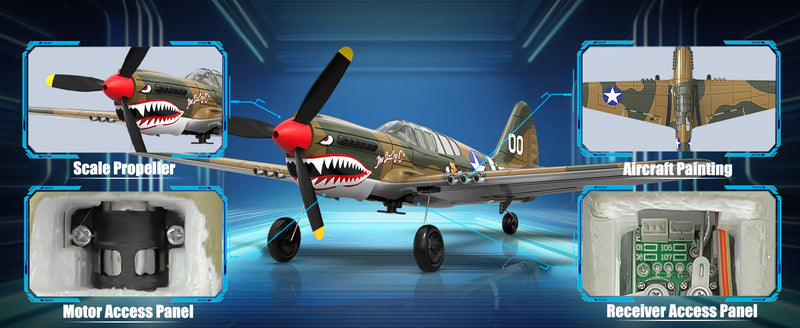 VOLANTEXRC Warhawk P40 Remote Control Airplane for Beginners with Xpilot Stabilization System