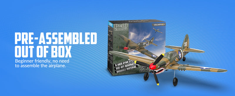 VOLANTEXRC Warhawk P40 Remote Control Airplane for Beginners with Xpilot Stabilization System