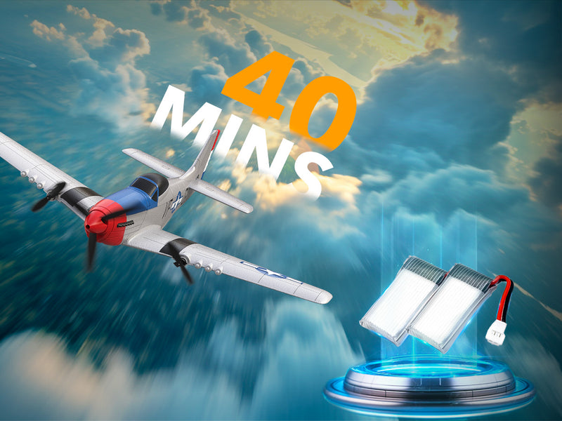 VOLANTEXRC 3-CH Airplanes P51 Mustang WWII Remote Control Airplane for Beginners with Gyro Stabilization System