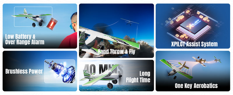 RC Foam Airplane Trainstar Stunt 500mm Wingspan RTF with 2.4GHz Brushless Motor and Gyro (Green)