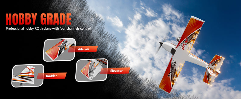 500mm RC Foam Airplane Trainstar Stunt RTF with 2.4GHz Brushless Motor Gyro Stabilized for Beginners (Orange)