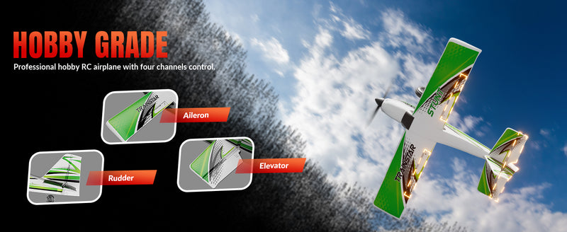 RC Foam Airplane Trainstar Stunt 500mm Wingspan RTF with 2.4GHz Brushless Motor and Gyro (Green)