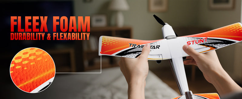 500mm RC Foam Airplane Trainstar Stunt RTF with 2.4GHz Brushless Motor Gyro Stabilized for Beginners (Orange)