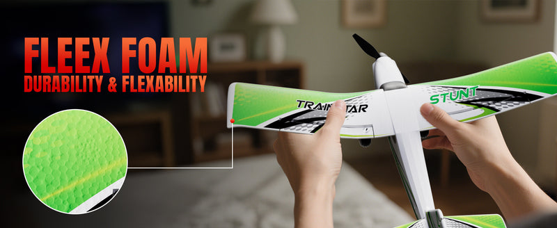 RC Foam Airplane Trainstar Stunt 500mm Wingspan RTF with 2.4GHz Brushless Motor and Gyro (Green)