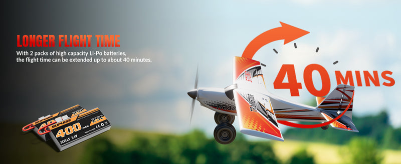 500mm RC Foam Airplane Trainstar Stunt RTF with 2.4GHz Brushless Motor Gyro Stabilized for Beginners (Orange)