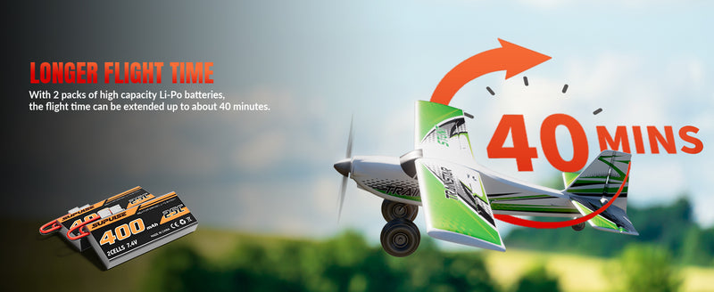 RC Foam Airplane Trainstar Stunt 500mm Wingspan RTF with 2.4GHz Brushless Motor and Gyro (Green)