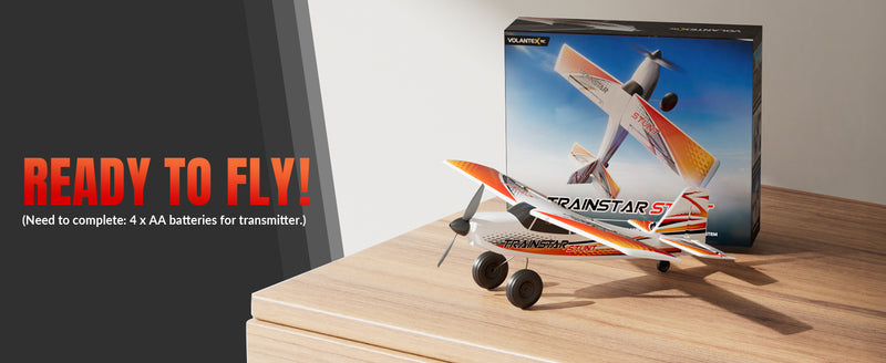 500mm RC Foam Airplane Trainstar Stunt RTF with 2.4GHz Brushless Motor Gyro Stabilized for Beginners (Orange)