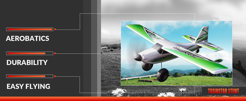 RC Foam Airplane Trainstar Stunt 500mm Wingspan RTF with 2.4GHz Brushless Motor and Gyro (Green)