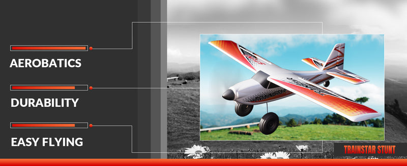 500mm RC Foam Airplane Trainstar Stunt RTF with 2.4GHz Brushless Motor Gyro Stabilized for Beginners (Orange)