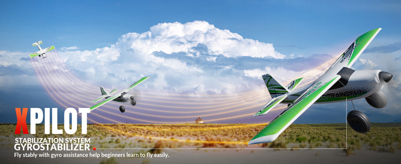 RC Foam Airplane Trainstar Stunt 500mm Wingspan RTF with 2.4GHz Brushless Motor and Gyro (Green)