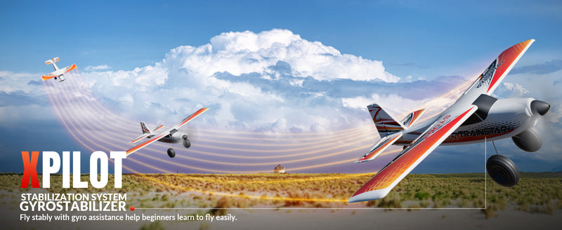 500mm RC Foam Airplane Trainstar Stunt RTF with 2.4GHz Brushless Motor Gyro Stabilized for Beginners (Orange)