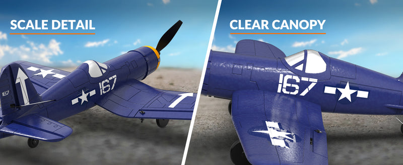 VOLANTEXRC Corsair F4U Warbird Remote Control Airplane for Beginners Xpilot Gyro Stabilizer