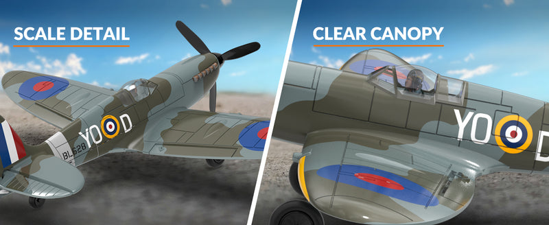 VOLANTEXRC Spitfire Scale Warbird RC Airplane for Beginners with Xpilot Stabilization System