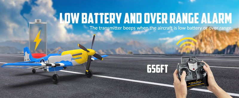 VOLANTEXRC 4-CH Airplanes P51 Mustang WWII Remote Control Airplane for Beginners with Xpilot Stabilization System (Blue)