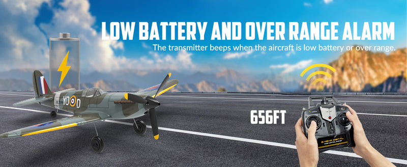 VOLANTEXRC Spitfire Scale Warbird RC Airplane for Beginners with Xpilot Stabilization System