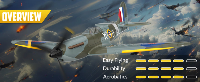 VOLANTEXRC Spitfire Scale Warbird RC Airplane for Beginners with Xpilot Stabilization System