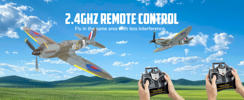 VOLANTEXRC Spitfire Scale Warbird RC Airplane for Beginners with Xpilot Stabilization System