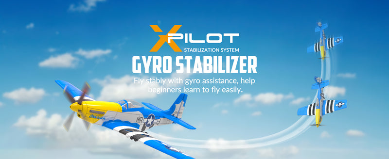 VOLANTEXRC 4-CH Airplanes P51 Mustang WWII Remote Control Airplane for Beginners with Xpilot Stabilization System (Blue)