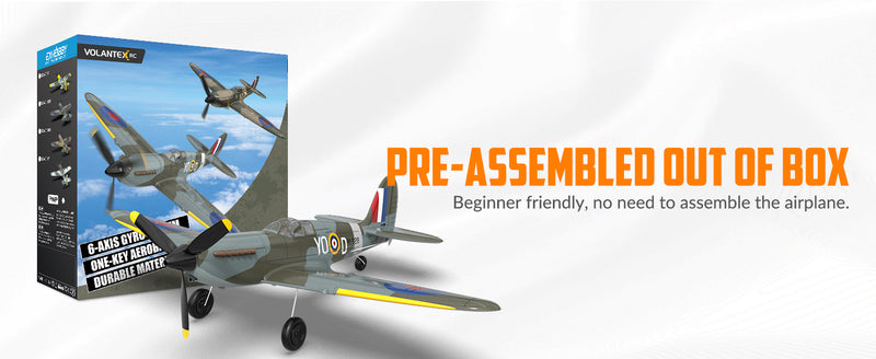 VOLANTEXRC Spitfire Scale Warbird RC Airplane for Beginners with Xpilot Stabilization System