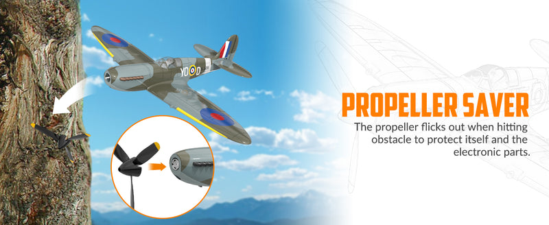 VOLANTEXRC Spitfire Scale Warbird RC Airplane for Beginners with Xpilot Stabilization System