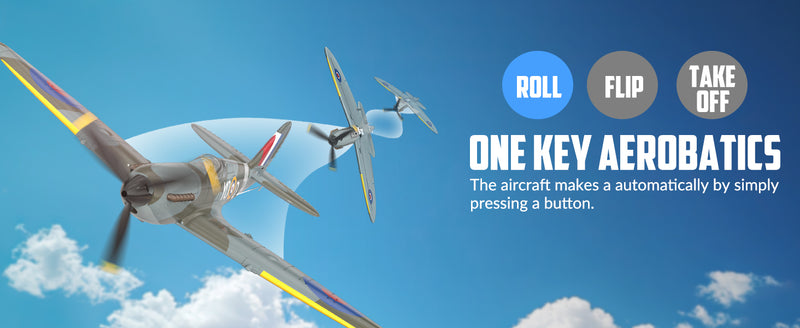 VOLANTEXRC Spitfire Scale Warbird RC Airplane for Beginners with Xpilot Stabilization System