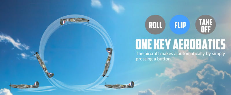 VOLANTEXRC Spitfire Scale Warbird RC Airplane for Beginners with Xpilot Stabilization System