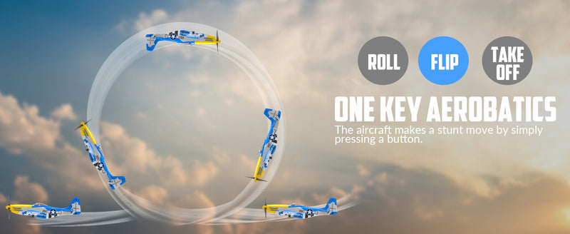 VOLANTEXRC 4-CH Airplanes P51 Mustang WWII Remote Control Airplane for Beginners with Xpilot Stabilization System (Blue)