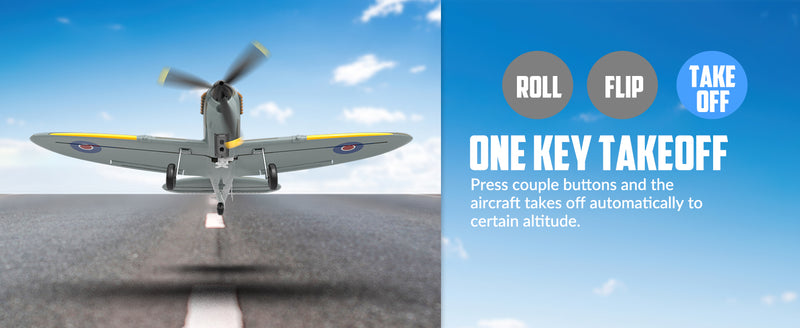 VOLANTEXRC Spitfire Scale Warbird RC Airplane for Beginners with Xpilot Stabilization System