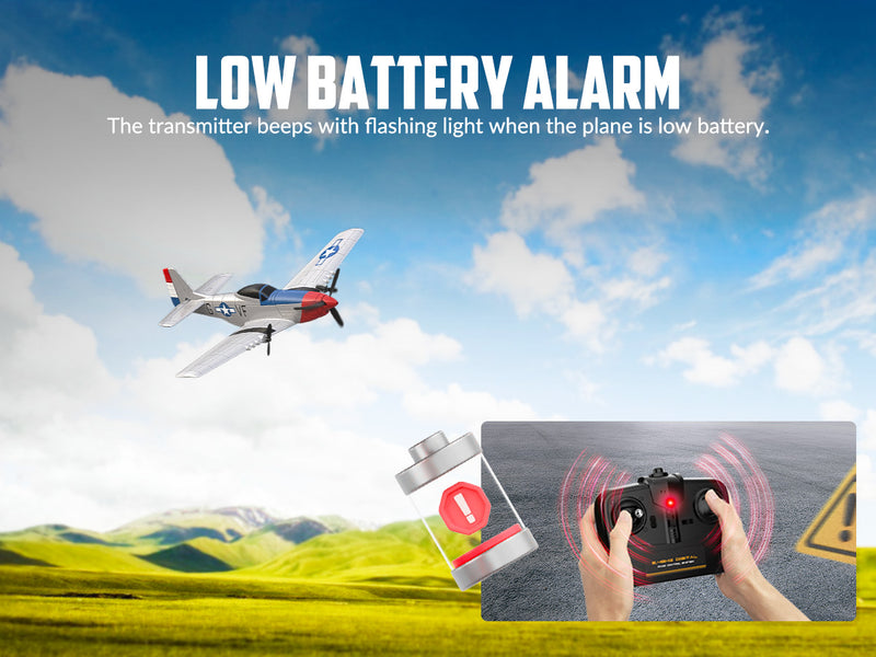 VOLANTEXRC 3-CH Airplanes P51 Mustang WWII Remote Control Airplane for Beginners with Gyro Stabilization System