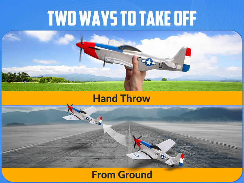 VOLANTEXRC 3-CH Airplanes P51 Mustang WWII Remote Control Airplane for Beginners with Gyro Stabilization System