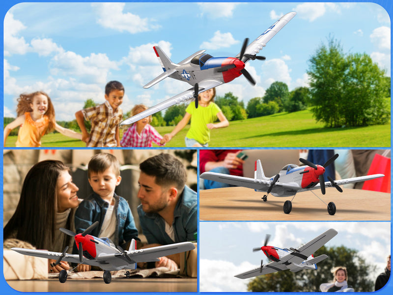 VOLANTEXRC 3-CH Airplanes P51 Mustang WWII Remote Control Airplane for Beginners with Gyro Stabilization System