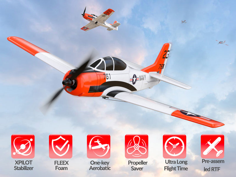 VOLANTEXRC T28 Trojan 4ch RC Trainer Airplane for Beginners with Xpilot Stabilization System (White)