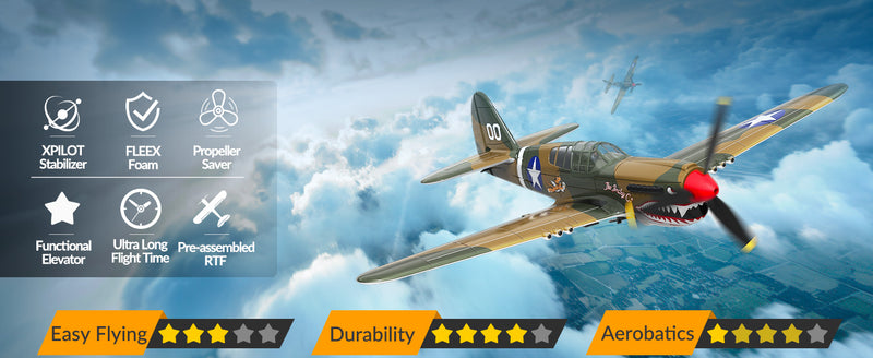 VOLANTEXRC Warhawk P40 Remote Control Airplane for Beginners with Xpilot Stabilization System