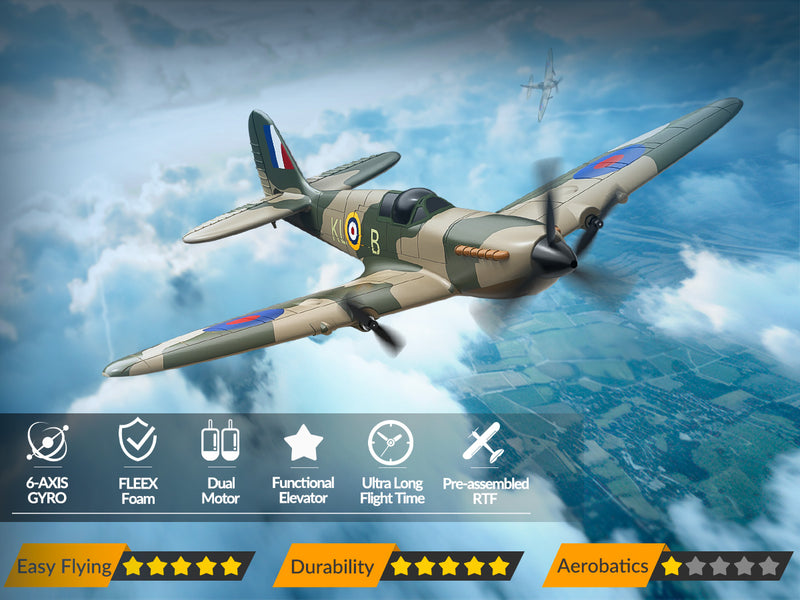 VOLANTEXRC 3-CH Airplanes Spitfire WWII Remote Control Airplane for Beginners with Gyro Stabilization System