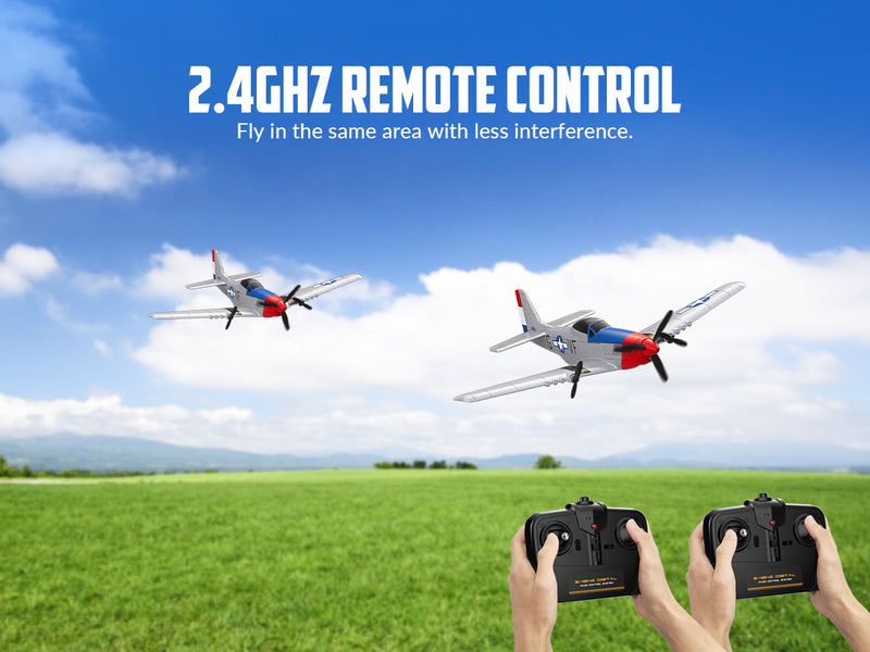 VOLANTEXRC 3-CH Airplanes P51 Mustang WWII Remote Control Airplane for Beginners with Gyro Stabilization System
