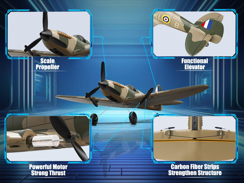 VOLANTEXRC 3-CH Airplanes Spitfire WWII Remote Control Airplane for Beginners with Gyro Stabilization System