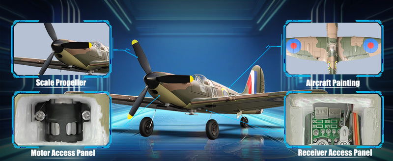 VOLANTEXRC Spitfire 4ch Remote Control Airplane for Beginners with Xpilot Stabilization System