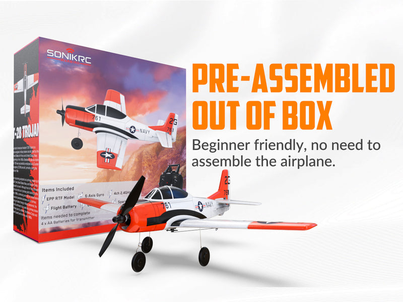 VOLANTEXRC T28 Trojan 4ch RC Trainer Airplane for Beginners with Xpilot Stabilization System (White)