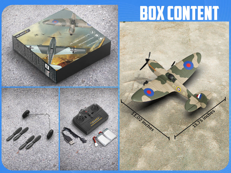 VOLANTEXRC 3-CH Airplanes Spitfire WWII Remote Control Airplane for Beginners with Gyro Stabilization System