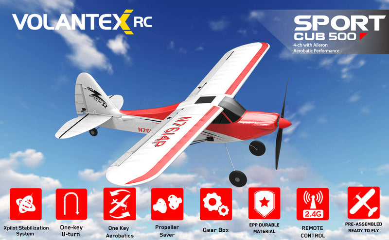 VOLANTEXRC Sport Cub Park flyer 4ch RC Trainer Airplane for Beginners with Xpilot Stabilization System