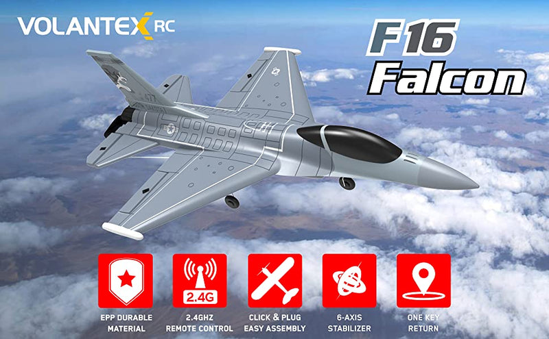 VOLANTEXRC F16 Fighting Falcon Remote Control Airplane for Beginners Xpilot Gyro Stabilizer