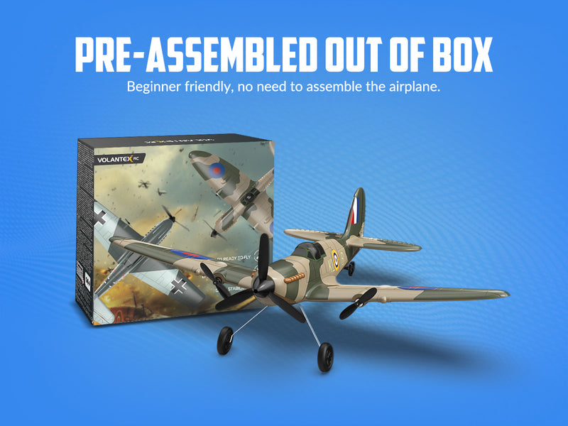 VOLANTEXRC 3-CH Airplanes Spitfire WWII Remote Control Airplane for Beginners with Gyro Stabilization System