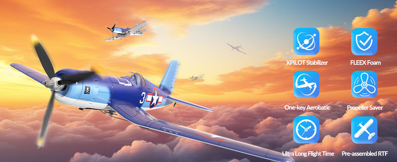 VOLANTEXRC Corsair F4U Scale Remote Control WarbirdAirplane for Beginners Xpilot Gyro Stabilizer