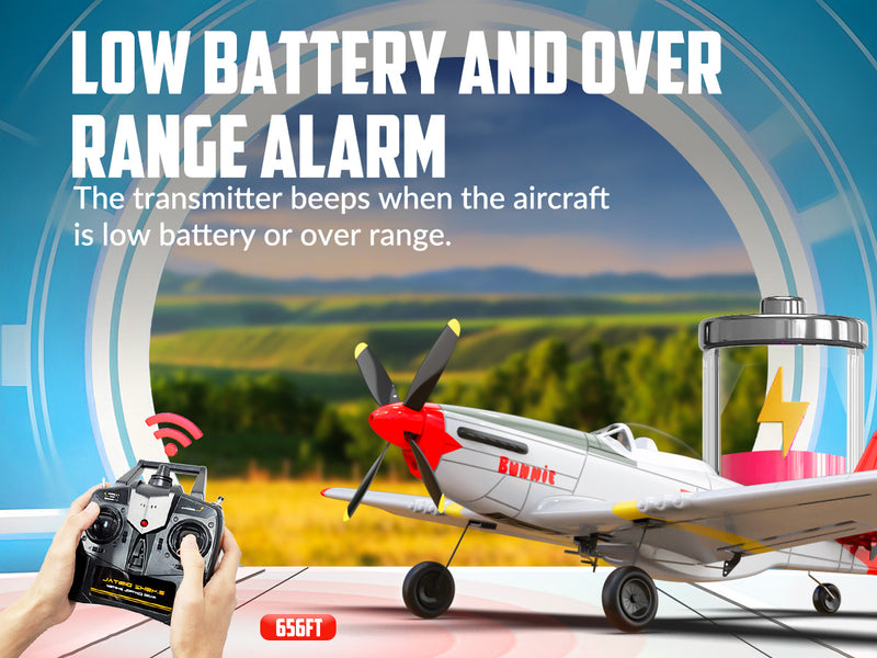 VOLANTEXRC Mustang P51 Easy Fly Warbird Remote Control Airplane for Beginners Xpilot Gyro Stabilizer (Red)