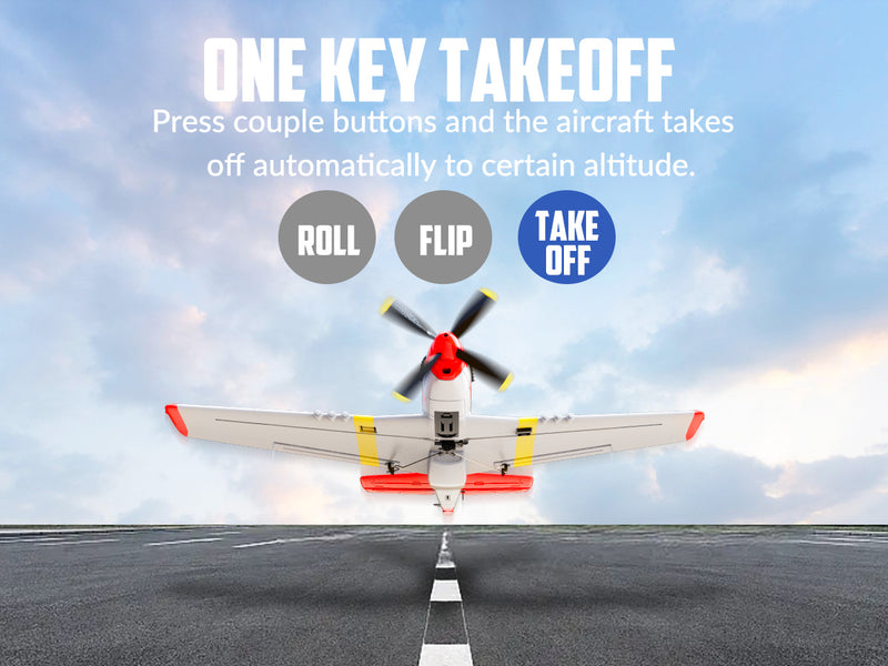 VOLANTEXRC Mustang P51 Easy Fly Warbird Remote Control Airplane for Beginners Xpilot Gyro Stabilizer (Red)