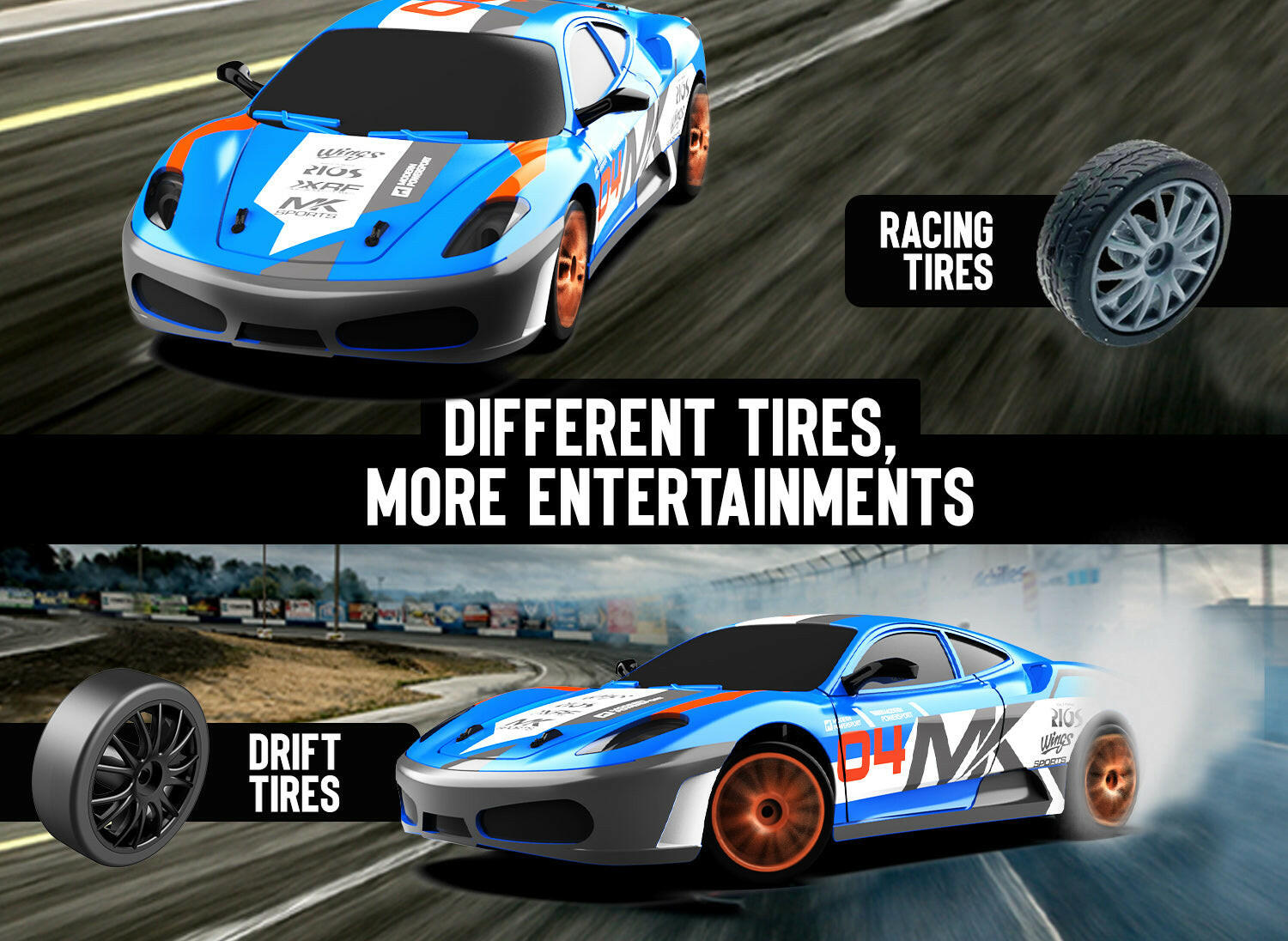 RACENT Speedster: 1:24 RC Car, 10MPH, LED, Drift Wheels EXHOBBY Dealer.