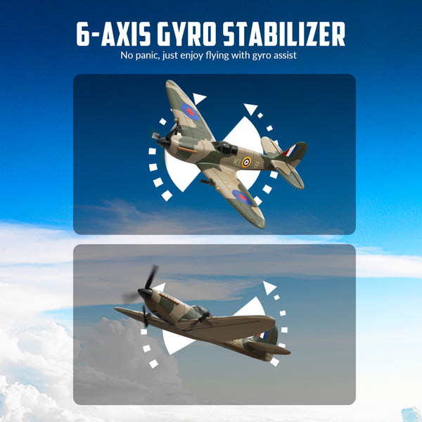 VOLANTEXRC 3-CH Airplanes Spitfire WWII Remote Control Airplane for Beginners with Gyro Stabilization System